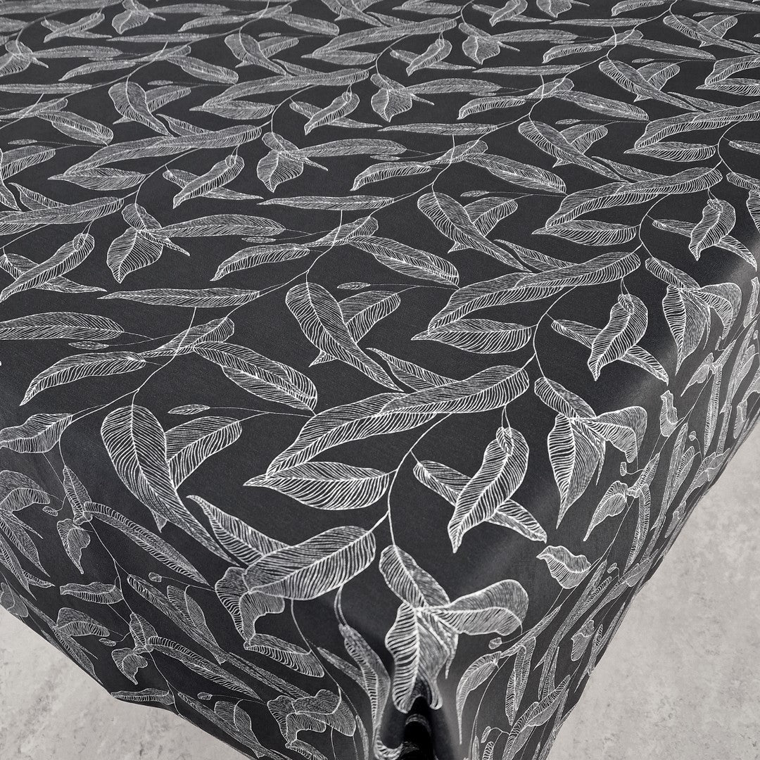 Bianca mørk blå - Akrylduk med hvite strekblader