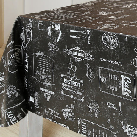 Bistro Svart – Rund voksduk med strikk