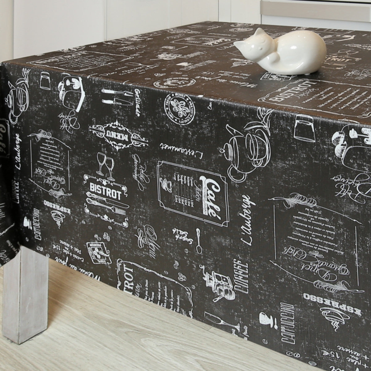 Bistro sort voksduk cafémiljø og lett preget overflate