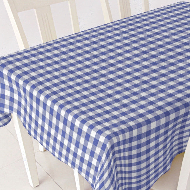 Blå og hvit rutet voksduk, 120 cm bred