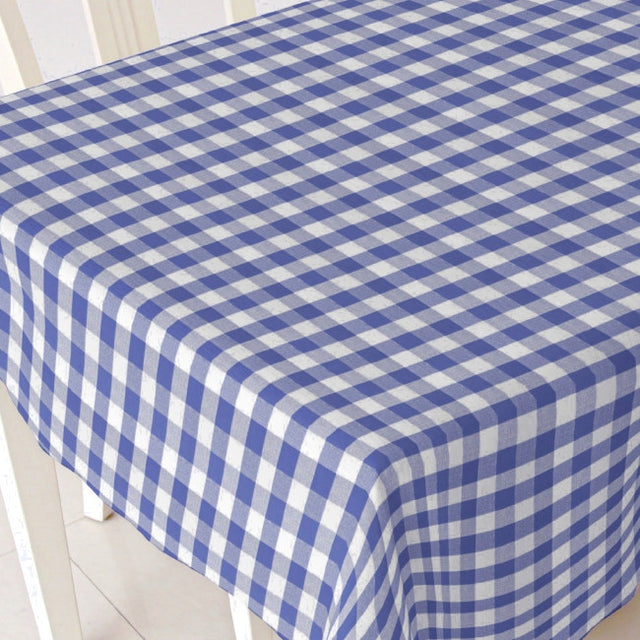 Blå og hvit rutet voksduk, 140 cm bred