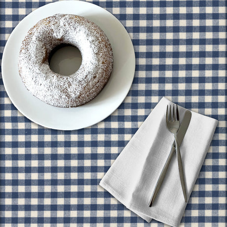 Blå Nordisk Rute – Akrylduk i rustikk hørlook