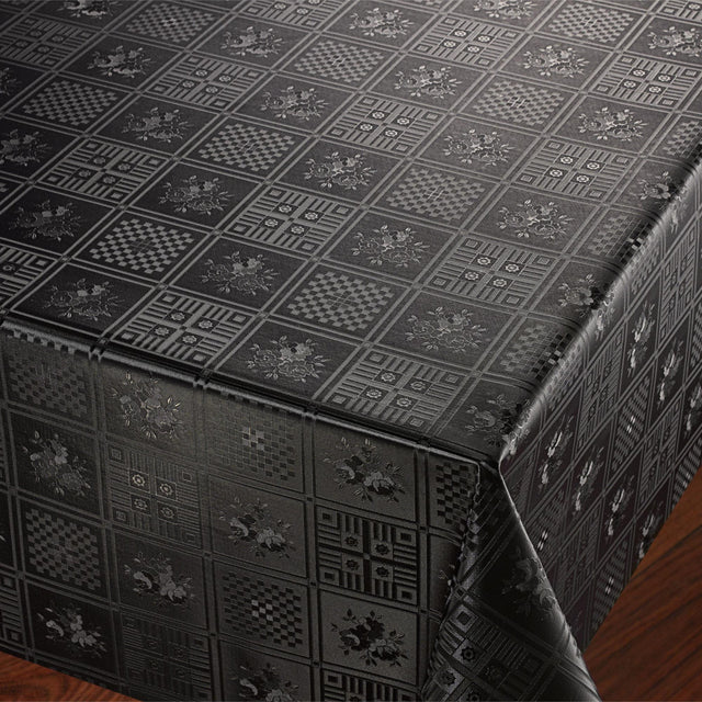 Sort voksduk med preget mønster