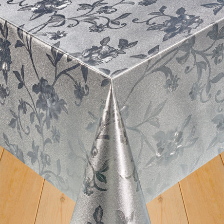 Damask blomsterranker sølv – voksduk med blomster