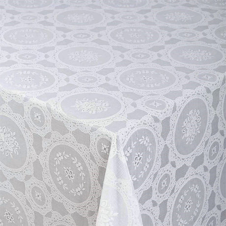 Blondevoksduk Blomst i sirkler blondeduk i hvit