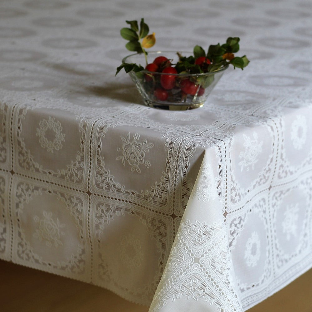 Blondevoksduk – rose med mer, hvit