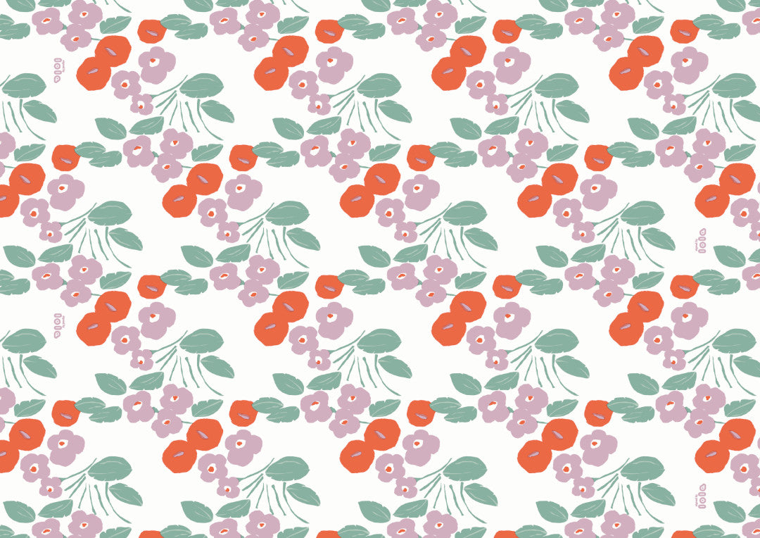 Bloom Orange - Lola voksduk med nydelige blomster