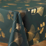 Bloomy Metallic Print – Green/Gold – Juleduk med flekkavvisende behandling, 150 x 300 cm