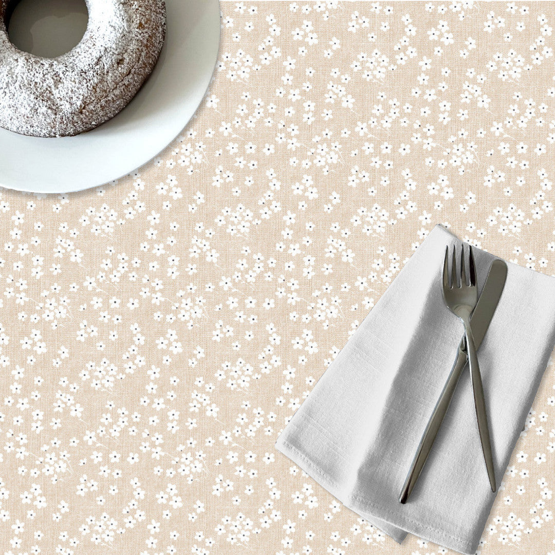 Blossom Linen – voksduk med linlook i lys beige