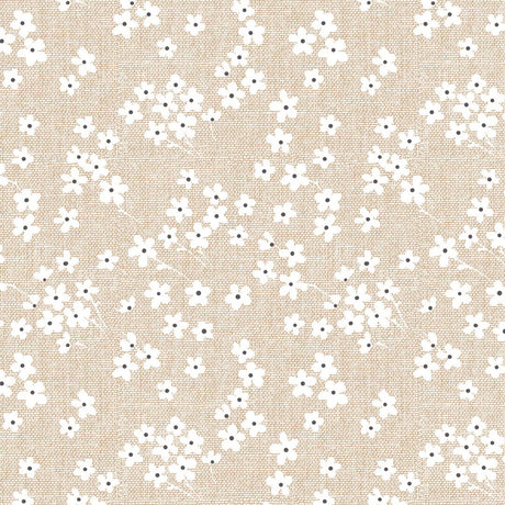 Blossom Linen – voksduk med linlook i lys beige, nærbilde