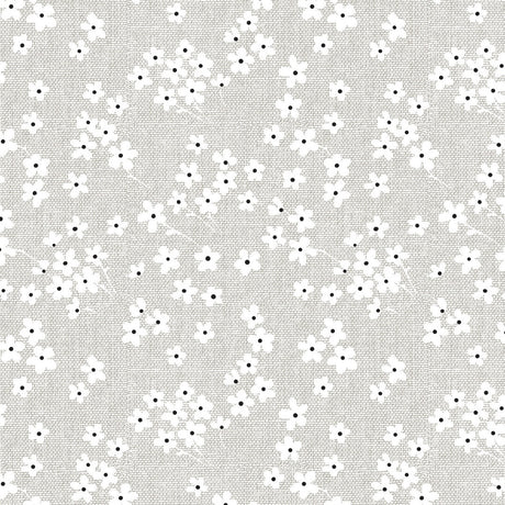 Blossom Mist – voksduk med linlook i grått, nærbilde