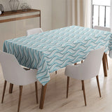 Bølgen Blå - Voksduk med grafiske bølger