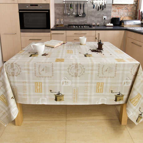 Brasiliansk kaffebord voksduk med ruter og lett preget overflate