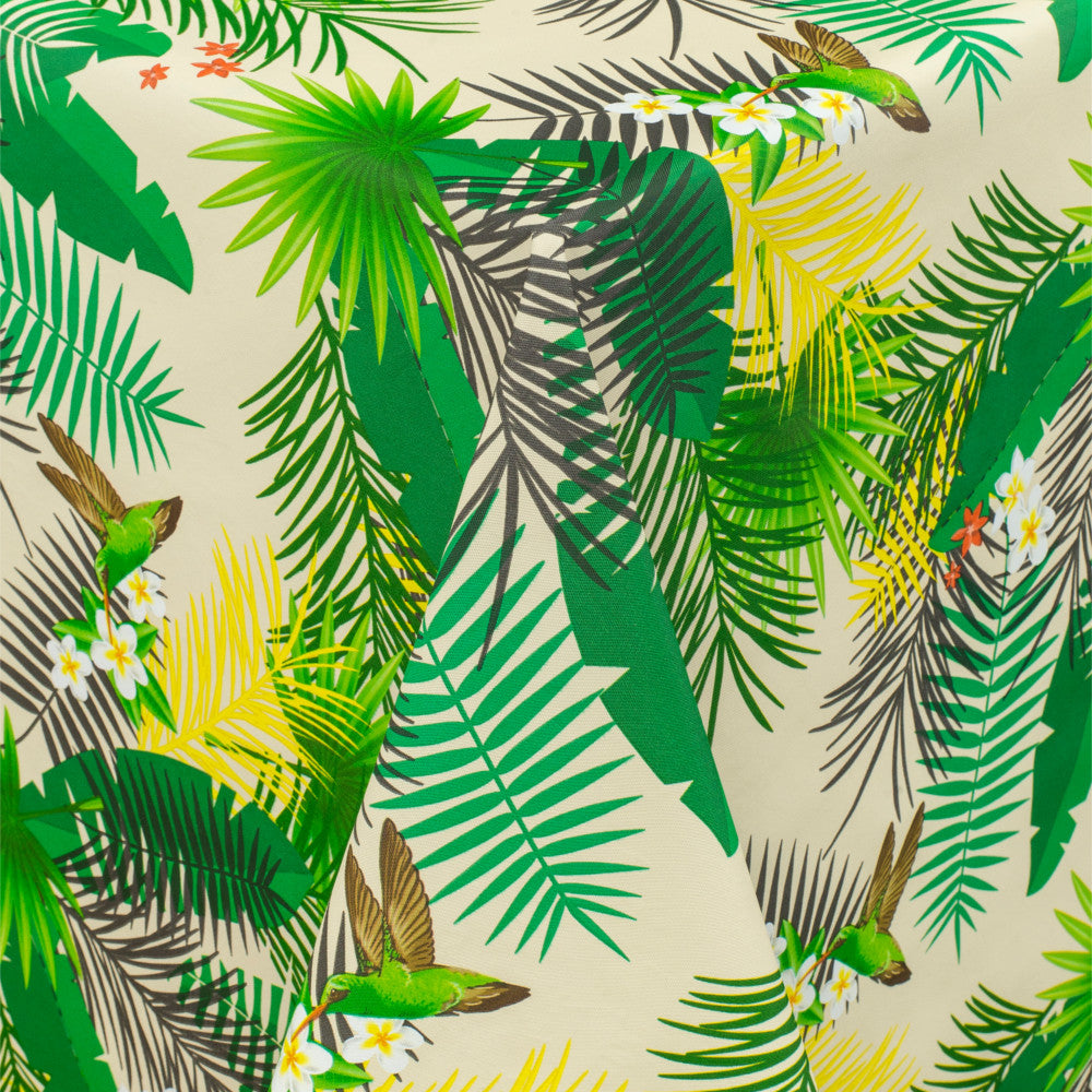 Bregnesporer – Voksduk med bregner, blomster og kolibrier