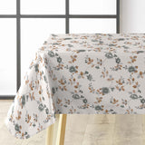 Brillantine Grey voksduk på bord med blomster og hørlook