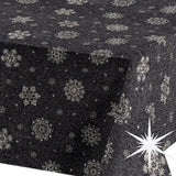 Brina Black Silver – Sort jule-akrylduk med iskrystaller i sølv
