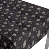 Brina Black Silver – Sort jule-akrylduk med iskrystaller i sølv
