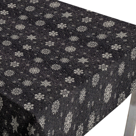 Brina Black Silver – Sort jule-akrylduk med iskrystaller i sølv