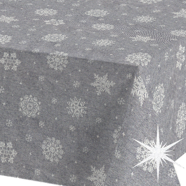 Brina Grey Silver – Grå jule-akrylduk med iskrystaller i sølv