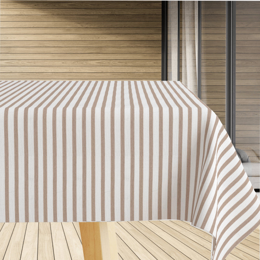 Caféstriper Lys Brun – Akrylduk med brune striper på tvers, 180 cm