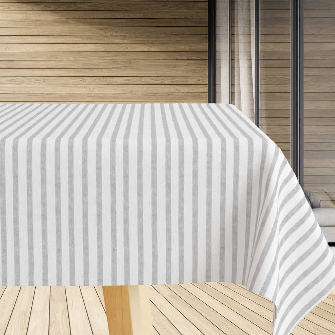 Caféstriper Grå – Akrylduk med grå striper på tvers, 160 cm