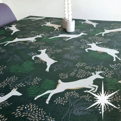 Cambridge Grønn - Juleakrylduk med lurex - 150 cm bred