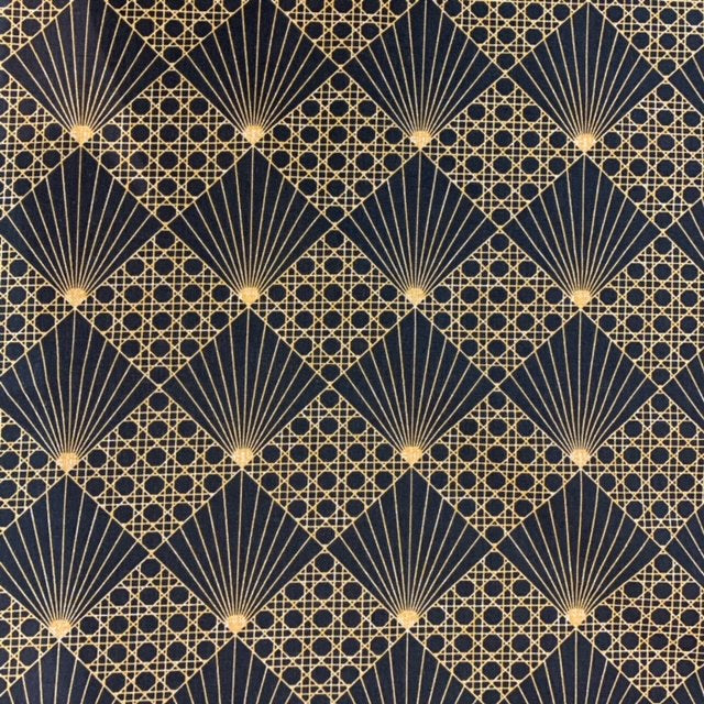 Cannage Petrol - Akrylduk med flott grafisk mønster 155 cm bred