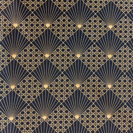 Cannage Petrol - Akrylduk med flott grafisk mønster 155 cm bred