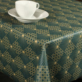 Cannage Petrol - Akrylduk med flott grafisk mønster 155 cm bred