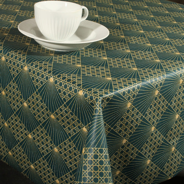 Cannage Petrol - Akrylduk med flott grafisk mønster 155 cm bred