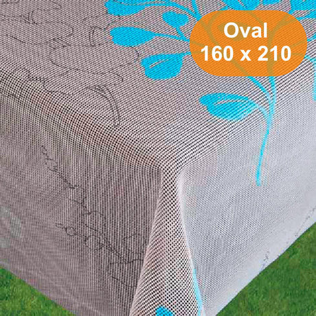 Capri Grå Turkis sommerduk, oval 160 x 210 cm