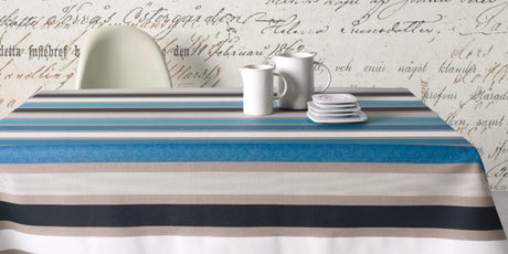 Caravaggio blå, akrylduk med striper, 180 cm bred