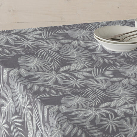 Casiopea Grå – Akrylduk med tropiske blader