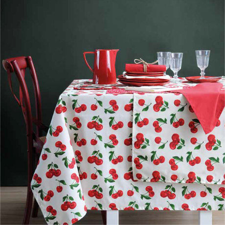 Cherry - Akrylduk med kirsebær - 155 cm bred
