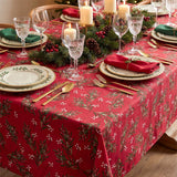 Christmas Greenery Rød – Juleduk med flekkavvisende behandling 150 x 300 cm