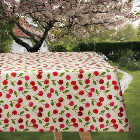 Ciliegia – naturfarget voksduk med kirsebær og linlook