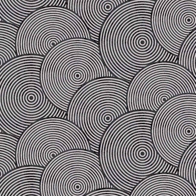 Circles Black/Silver - Voksduk med sirkler i svart og sølv