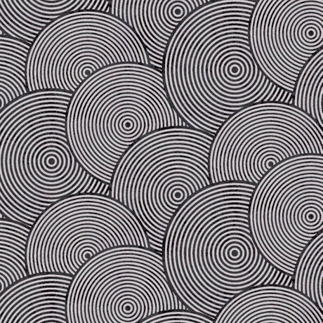 Circles Black/Silver - Voksduk med sirkler i svart og sølv