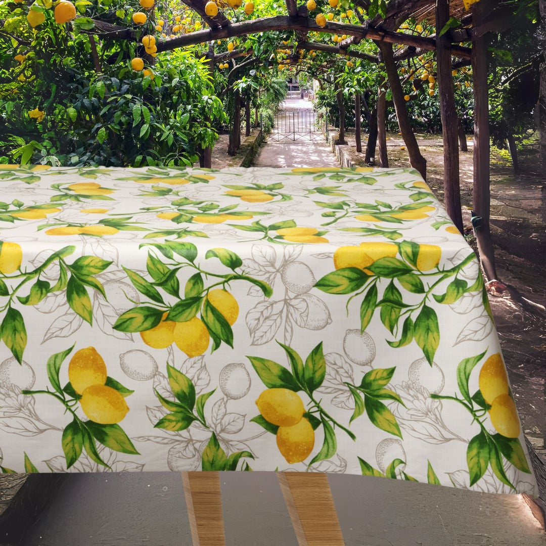 Citron Ardeche - Akrylduk med sitroner på gren - 155 cm bred