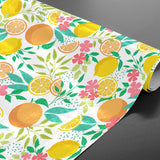 Citrus White – Voksduk med sitroner og blader