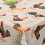 Cocorico Beige - Akrylduk med flotte høns - 155 cm bred