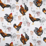 Akrylduk med hønsemotiv 155 cm bred