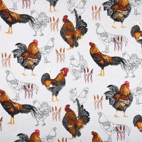 Akrylduk med hønsemotiv 155 cm bred