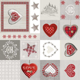 Courchevel – Julevoksduk med hjerter, stjerner og alpestemning, mønster