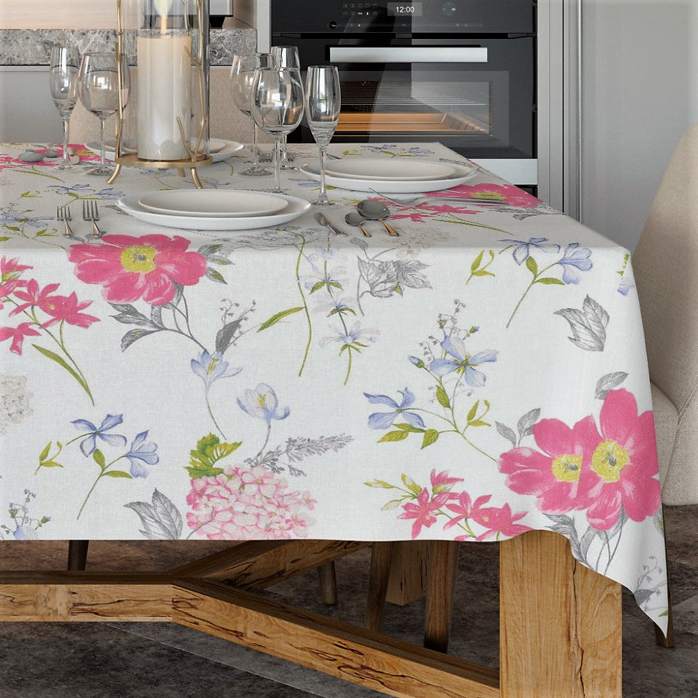 Crocus Lyserød/Blå - Akrylduk med vakre blomster - 100 % lin