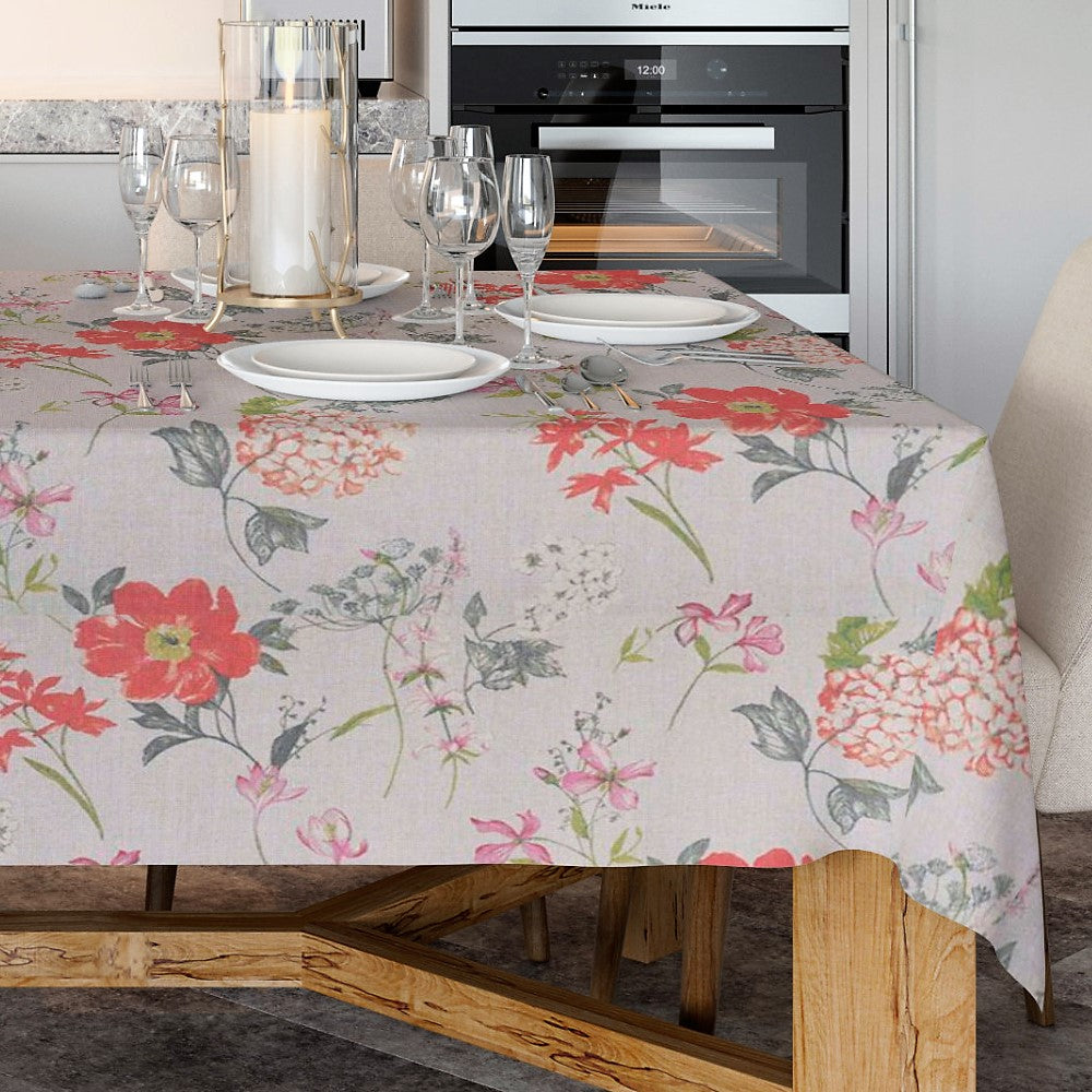 Crocus Rød - Akrylduk med vakre blomster - 100 % lin