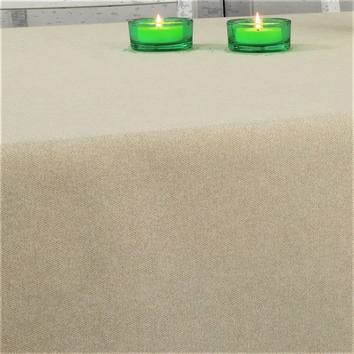 Ensfarget akrylduk i lys beige - Dali, 160 cm bred