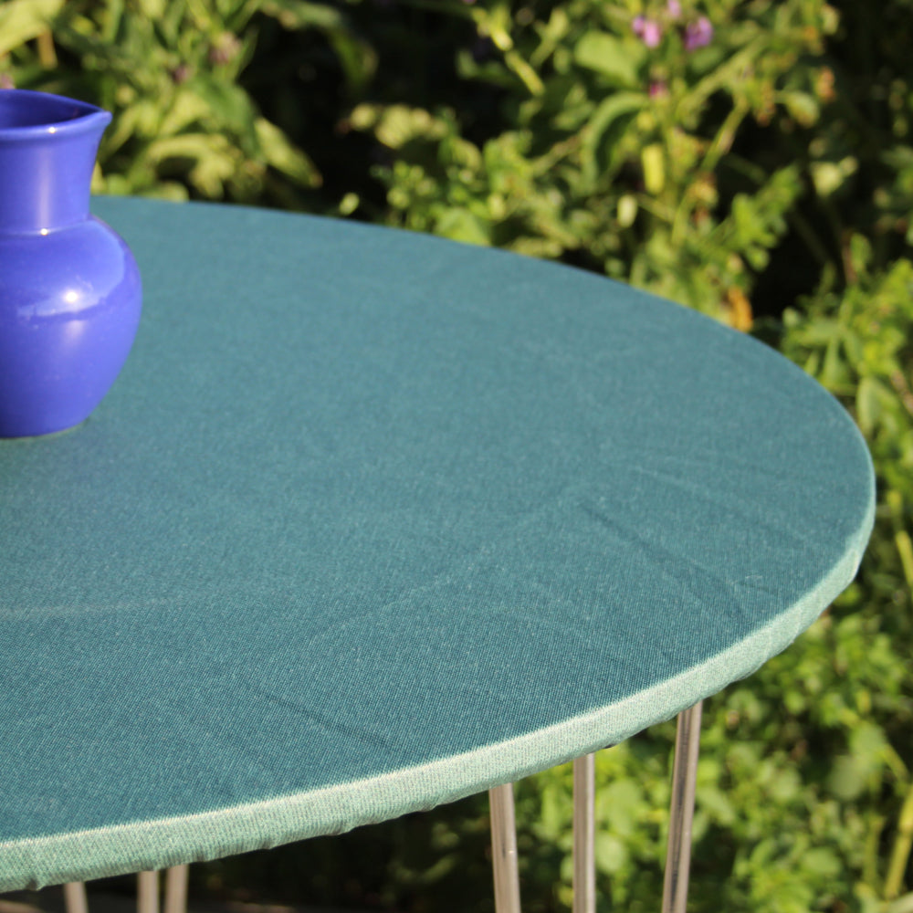 Dali akrylduk blå-grønn - rund akrylduk med strikkkant