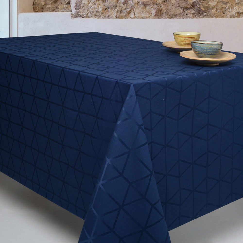 Engholm Pelikan Rund Damaskduk - blå Ø 160cm