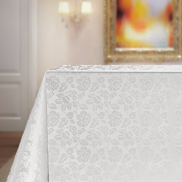 Diamond damask flowers hvit – voksduk med blomster